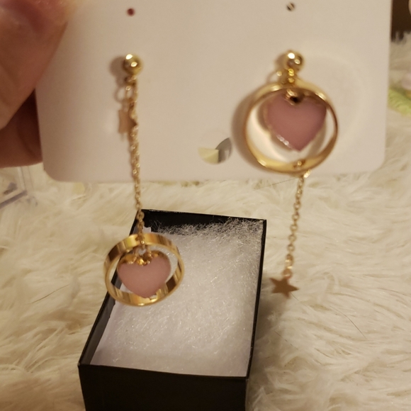 Stone Heart Dangle Star Earrings 2/20$ - Picture 4 of 6